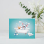 Infant Tom and Jerry Taking a Bath インビテーションポストカード (スタンド正面)