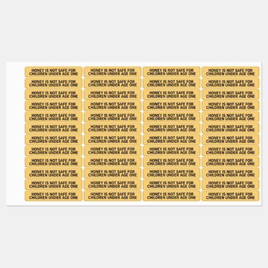 Infant Warning Honey Jar Lid Security Label Yellow ラベル (シート)