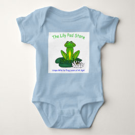 Infant's Frog on a Lily Pad Blue on White Bodysuit ベビーボディスーツ