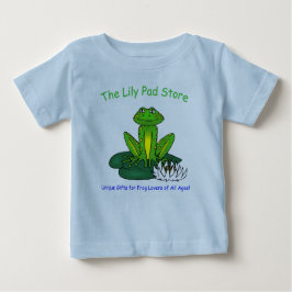 Infant's Frog on a Lily Pad Blue T-Shirt ベビーTシャツ