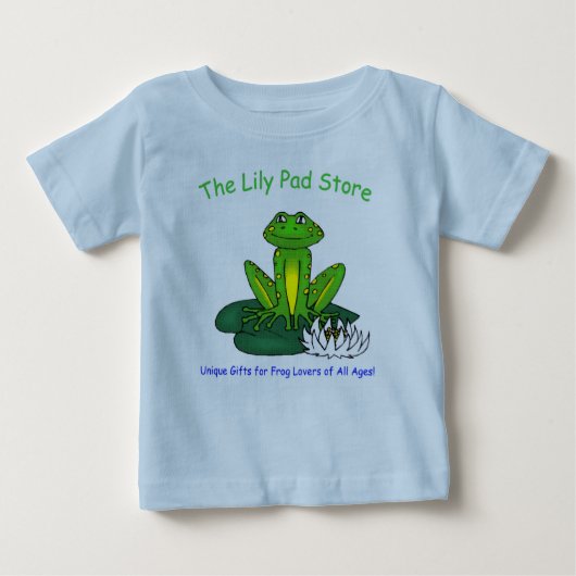 Infant's Frog on a Lily Pad Blue T-Shirt ベビーTシャツ (正面)