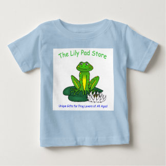 Infant's Frog on a Lily Pad White on Blue T-Shirt ベビーTシャツ