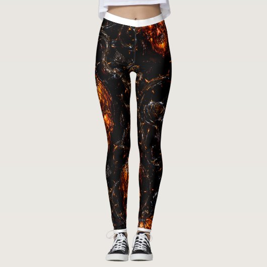 Infernal Vine Pumpkin Skull Halloween Leggings レギンス (正面)