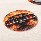 Inferno Burnout Muscle Car ラウンドペーパーコースター (アングル)