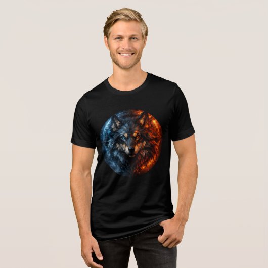 Inferno & Frost Wolf – Elemental Duality トライブレンドＴシャツ (正面全面)