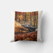 Inferno Run – Black Velocity Through Autumn Flame クッション (裏面)