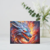 Inferno Spiral – Chinese Airbrush Dragon in Orange ポストカード (スタンド正面)