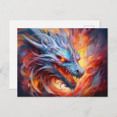 Inferno Spiral – Chinese Airbrush Dragon in Orange ポストカード (正面/裏面)