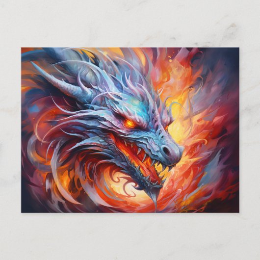 Inferno Spiral – Chinese Airbrush Dragon in Orange ポストカード (正面)