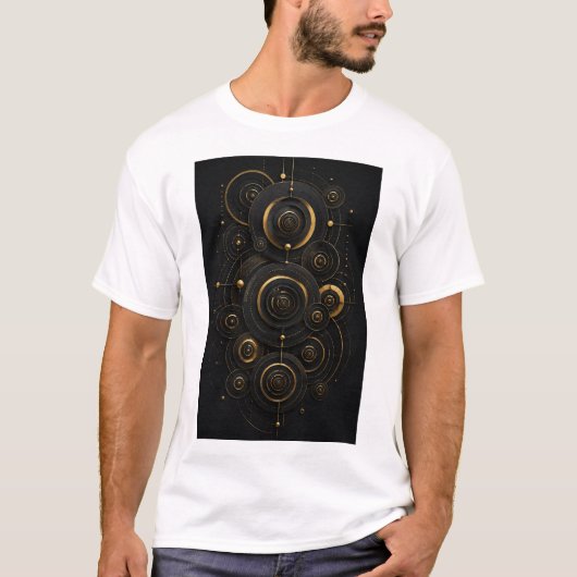 Infinite Echoes | ラグジュアリー同心円デザイン Tシャツ (正面)