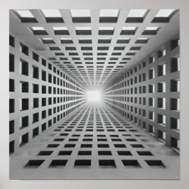 Infinite Geometric Grid Optical Illusion Art ポスター