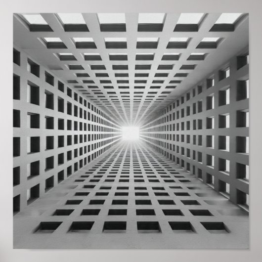 Infinite Geometric Grid Optical Illusion Art ポスター (正面)