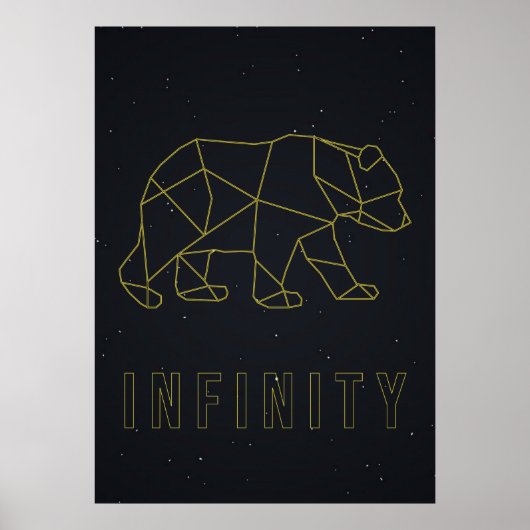 Infinity affirmation poster. yellow origami bear ポスター (正面)