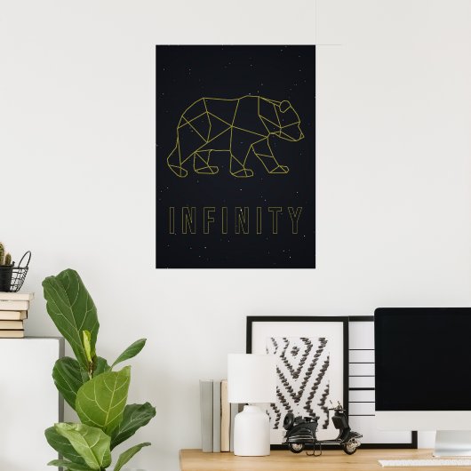 Infinity affirmation poster. yellow origami bear ポスター (ホームオフィス)