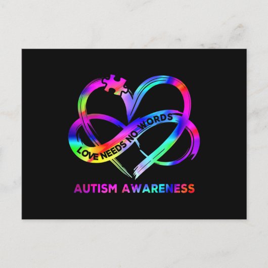 Infinity Heart Love Autism Awareness Needs No Word ポストカード (正面)