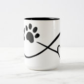 Infinity Paw Prints and Heart コーヒーマグ 15オンス ツートーンマグカップ (中央)