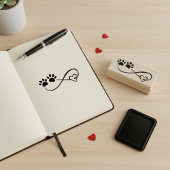 Infinity Symbol with Heart & Paw Prints Art Stamp ラバースタンプ