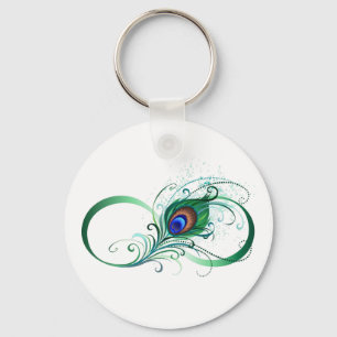 Infinity Symbol with Peacock Feather キーホルダー