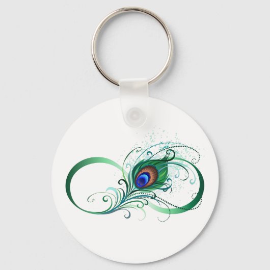 Infinity Symbol with Peacock Feather キーホルダー (正面)