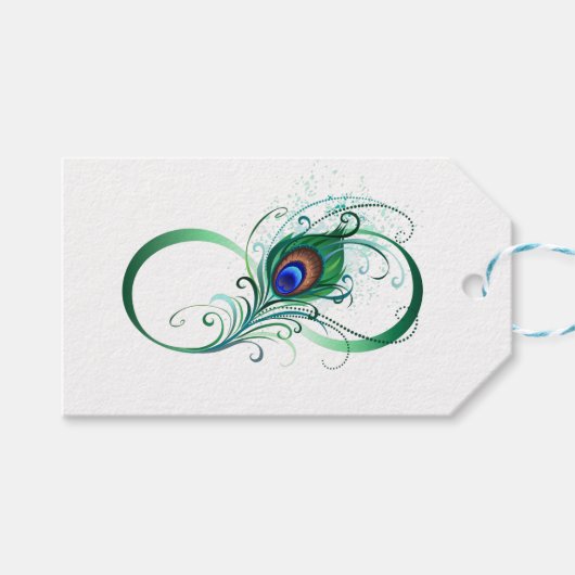 Infinity Symbol with Peacock Feather ギフトタグ (正面(横))