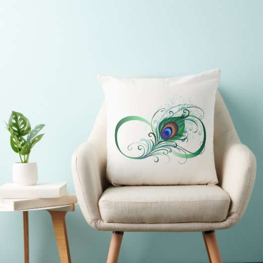 Infinity Symbol with Peacock Feather クッション (椅子)