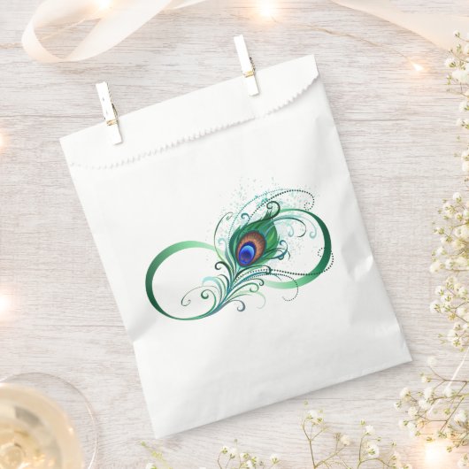 Infinity Symbol with Peacock Feather フェイバーバッグ (クリップ留めされた状態)