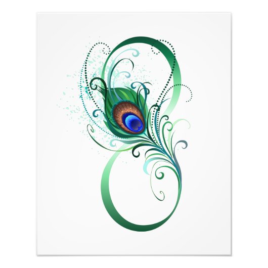 Infinity Symbol with Peacock Feather フォトプリント (正面)