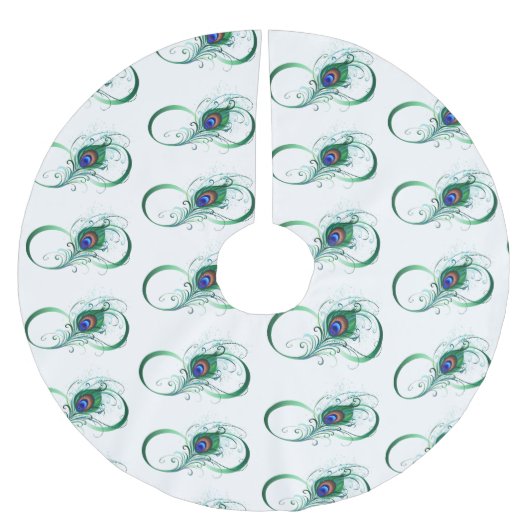 Infinity Symbol with Peacock Feather ブラッシュドポリエステルツリースカート (正面)