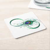 Infinity Symbol with Peacock Feather ペーパーコースター (アングル)