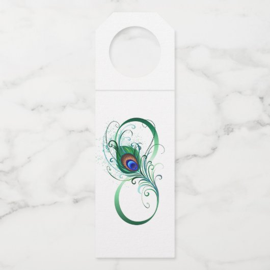 Infinity Symbol with Peacock Feather ボトルネックタグ (正面)