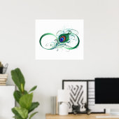 Infinity Symbol with Peacock Feather ポスター (ホームオフィス)