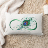 Infinity Symbol with Peacock Feather ランバークッション (ブランケット)