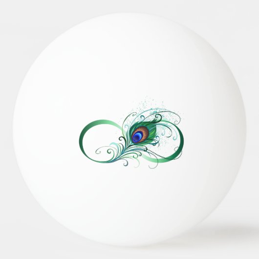 Infinity Symbol with Peacock Feather 卓球ボール (正面)