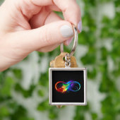 Infinity Symbol with Rainbow Feather キーホルダー (手)