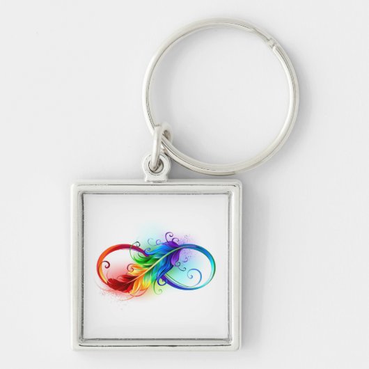 Infinity Symbol with Rainbow Feather キーホルダー (正面)
