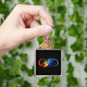 Infinity Symbol with Rainbow Feather キーホルダー (手)