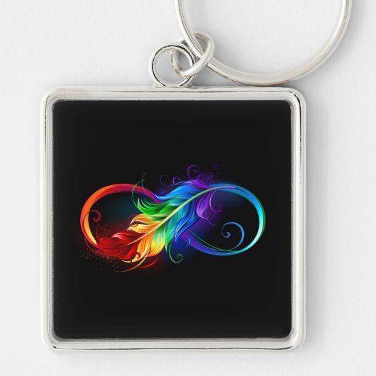 Infinity Symbol with Rainbow Feather キーホルダー (正面)