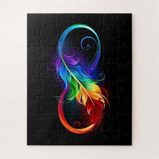 Infinity Symbol with Rainbow Feather ジグソーパズル (縦)