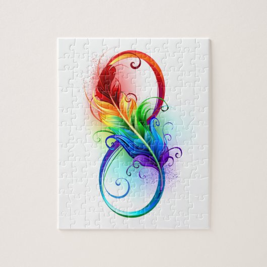 Infinity Symbol with Rainbow Feather ジグソーパズル (縦)