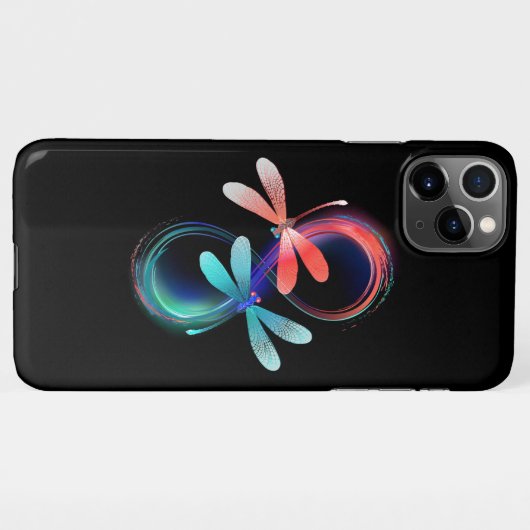 Infinity with glowing dragonflies iPhoneケース (裏面横)