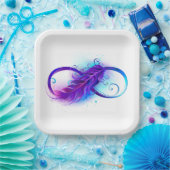 Infinity with Purple Feather ペーパープレート (パーティー)