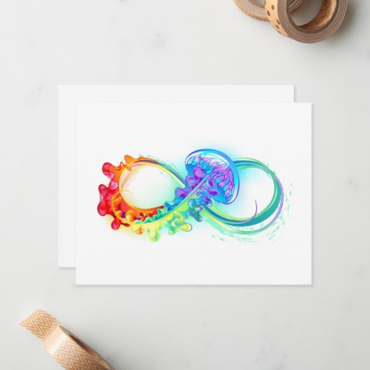Infinity with Rainbow Jellyfish ノートカード (正面/裏面インサイチュ)