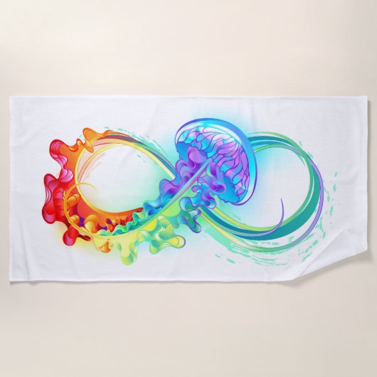 Infinity with Rainbow Jellyfish ビーチタオル (正面)