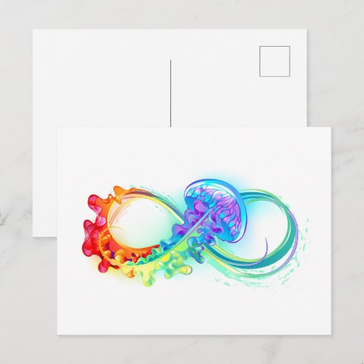Infinity with Rainbow Jellyfish ポストカード (正面/裏面)