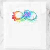 Infinity with Rainbow Jellyfish 楕円形シール (バッグ)