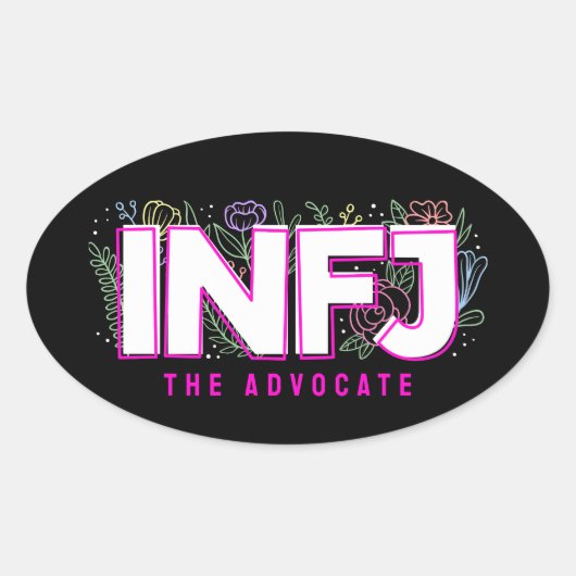 INFJイントロバートMBTパーソナリティ型フローラ 楕円形シール (正面)
