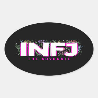 INFJイントロバートMBTパーソナリティ型フローラ 楕円形シール