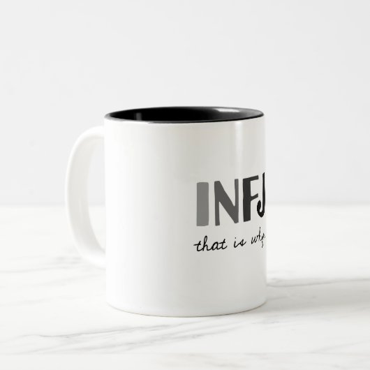 INFJ、そういうわけで。 内向的な性格特徴 ツートーンマグカップ (正面左)