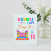 Inflatable Bounce House Jump Birthday Party Girl ポストカード (スタンド正面)