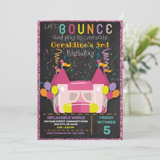 INFLATABLE BOUNCE SLIDE CASTLE BIRTHDAY INVITATION 招待状 (スタンド正面)